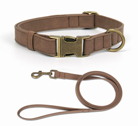 Collier & Laisse en Cuir Chocolat Personnalisable