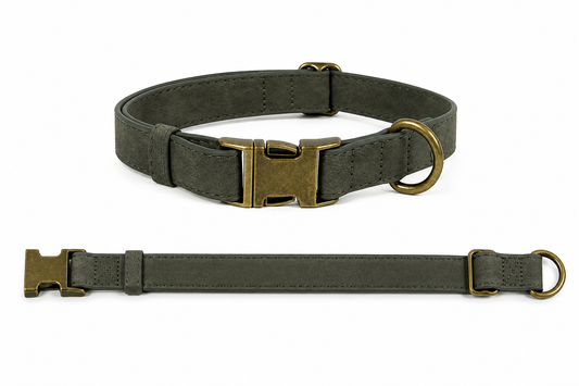Collier en Daim Kaki Foncé Personnalisé